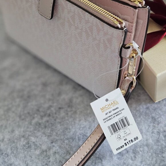 Michael Kors - Jet Set Travel Signature Logo Smartphone Powder Blush Wallet - Picture 5 of 6